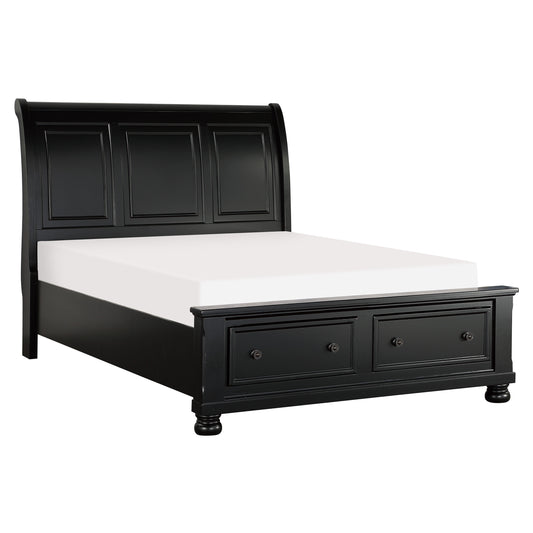 Laurelin Black Queen Sleigh Storage Platform Bed - SET | 1714BK-1 | 1714BK-2 | 1714BK-3 - Luna Furniture - Dallas Store