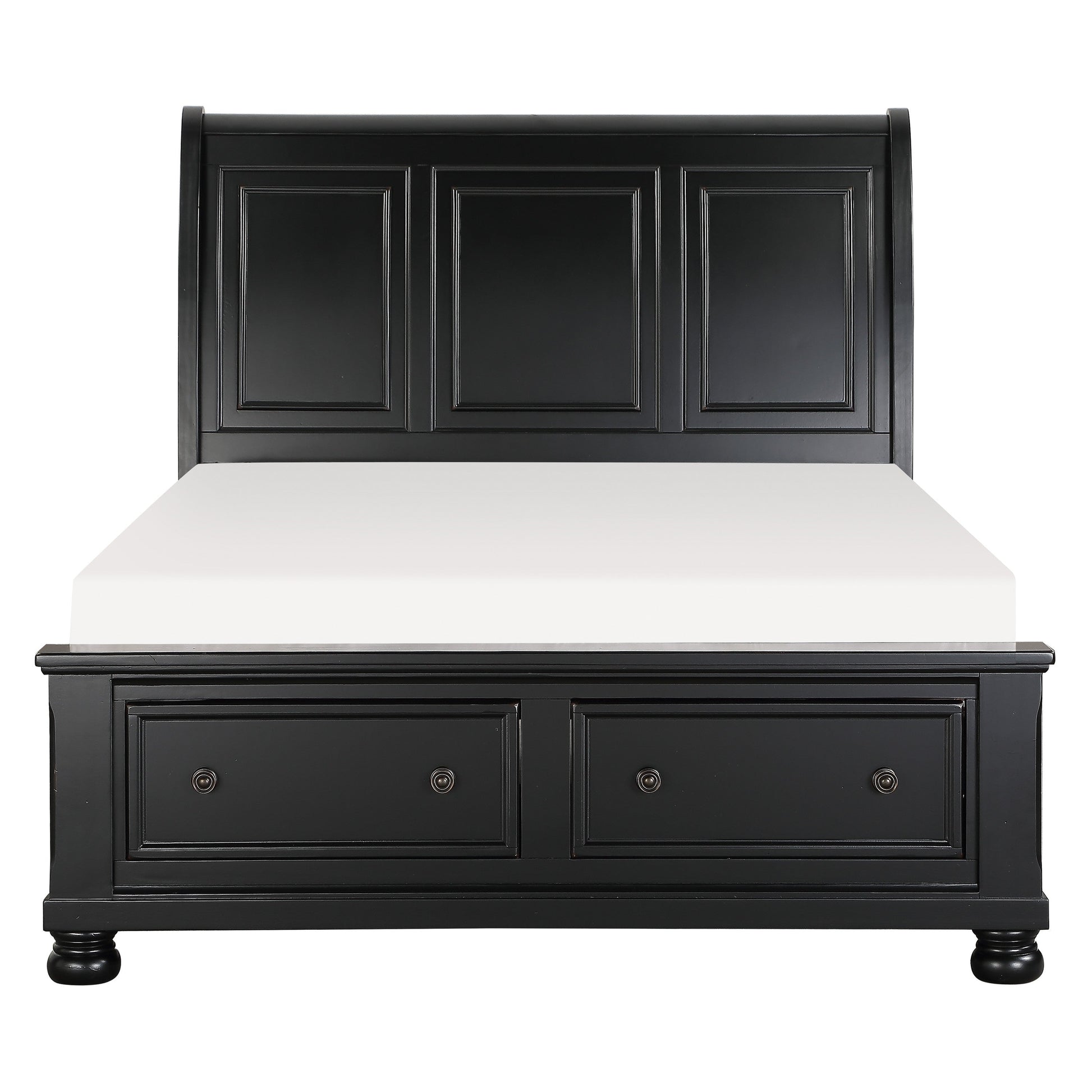 Laurelin Black Queen Sleigh Storage Platform Bed - SET | 1714BK-1 | 1714BK-2 | 1714BK-3 - Luna Furniture - Dallas Store