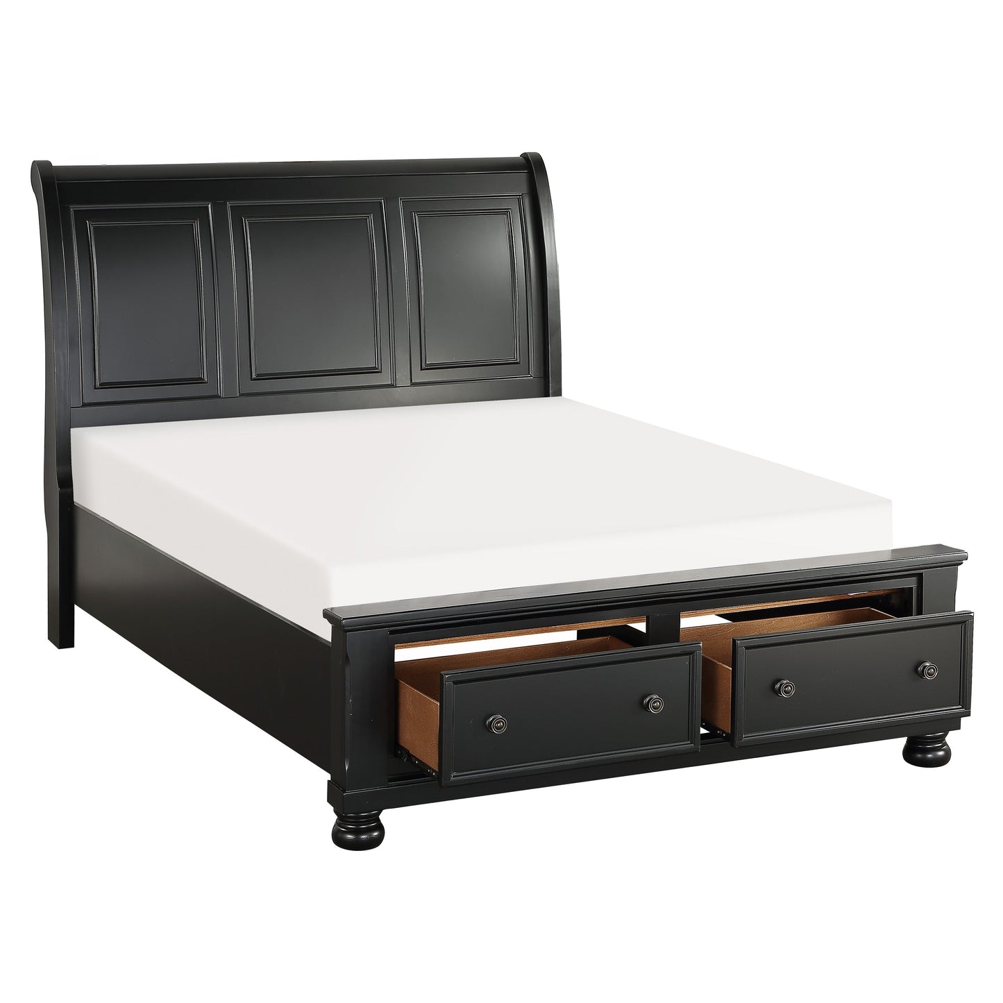 Laurelin Black Queen Sleigh Storage Platform Bed - SET | 1714BK-1 | 1714BK-2 | 1714BK-3 - Luna Furniture - Dallas Store