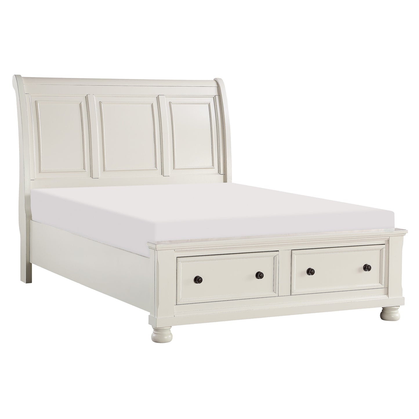Laurelin White Queen Sleigh Storage Platform Bed - SET | 1714W-1 | 1714W-2 | 1714W-3 - Luna Furniture - Dallas Store
