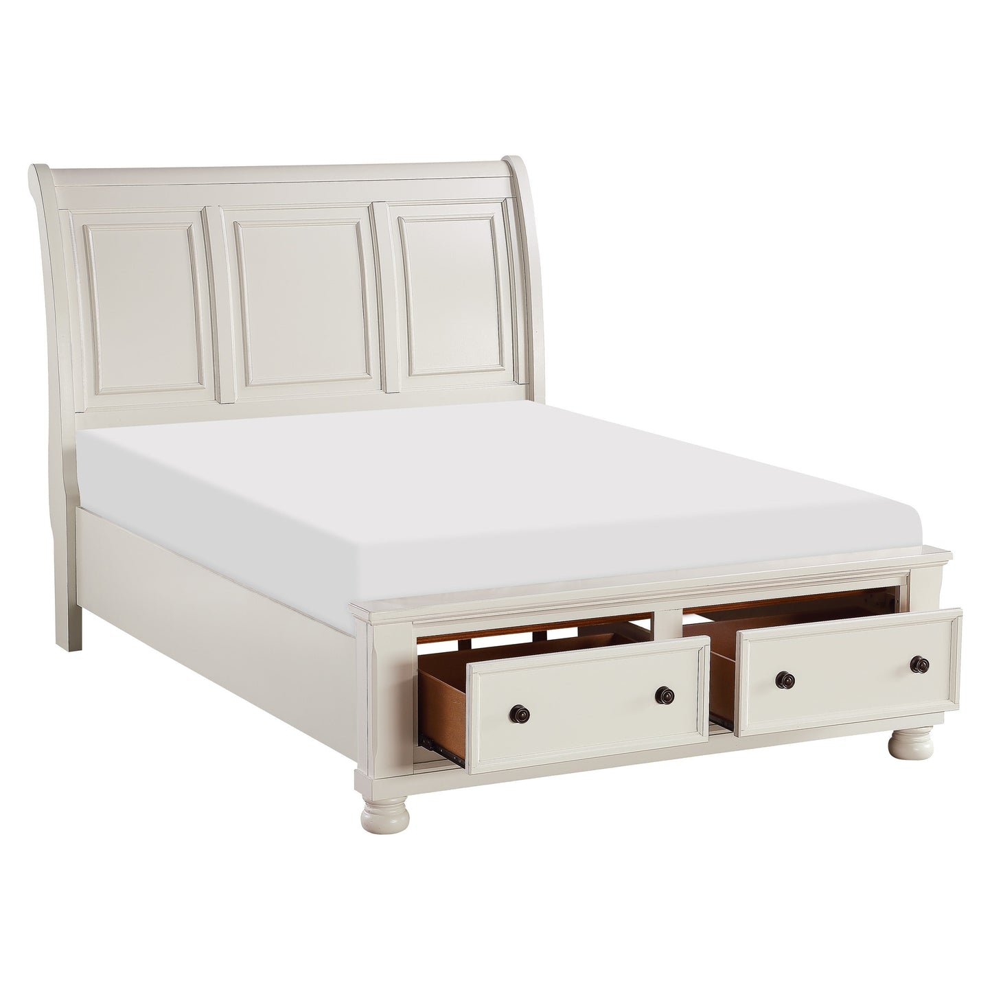 Laurelin White Queen Sleigh Storage Platform Bed - SET | 1714W-1 | 1714W-2 | 1714W-3 - Luna Furniture - Dallas Store