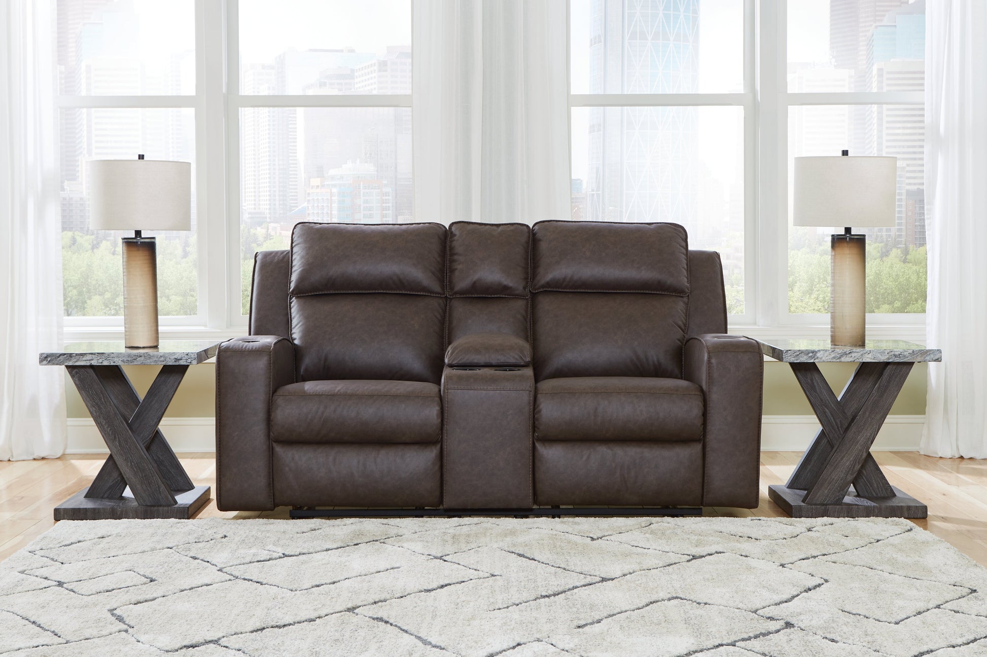 Lavenhorne Granite Reclining Loveseat with Console - 6330694 - Luna Furniture - Dallas Store