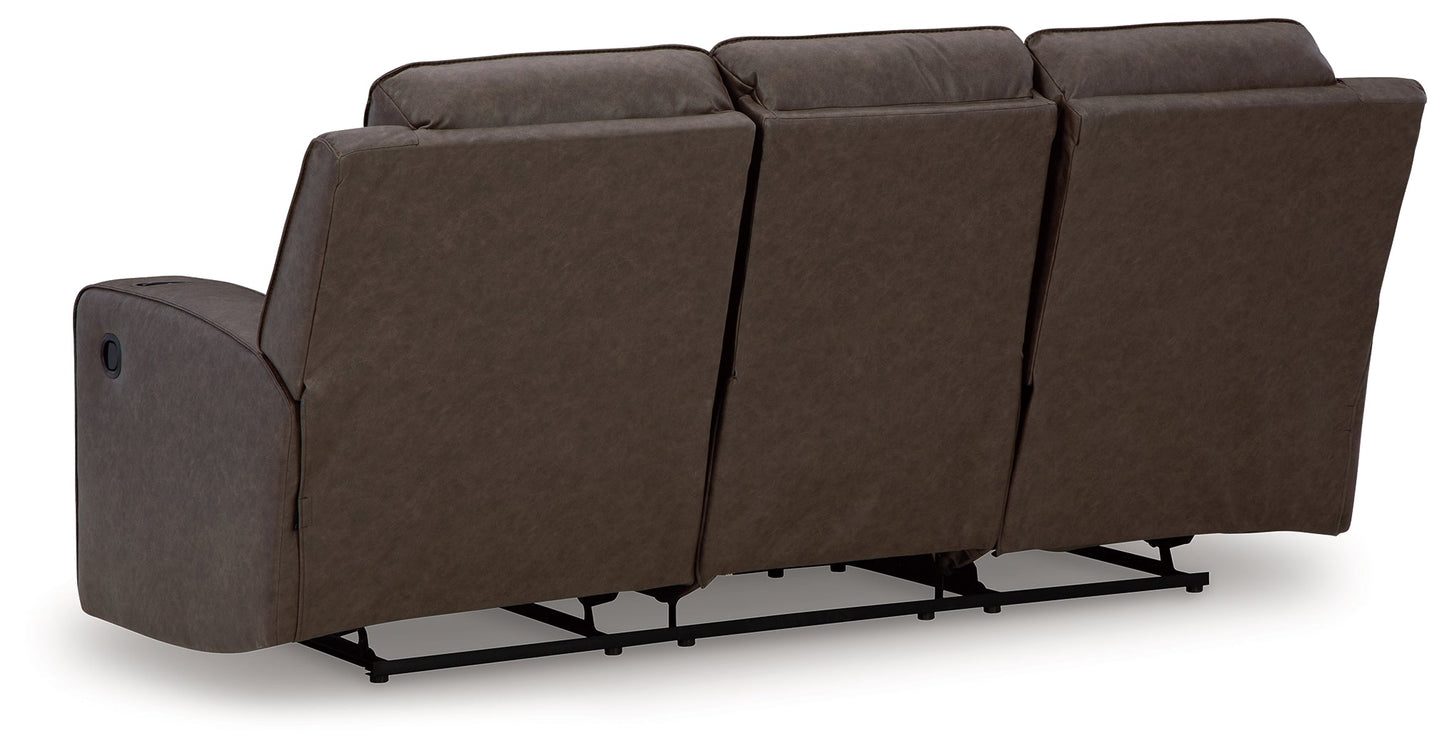 Lavenhorne Granite Reclining Sofa with Drop Down Table - 6330689 - Luna Furniture - Dallas Store