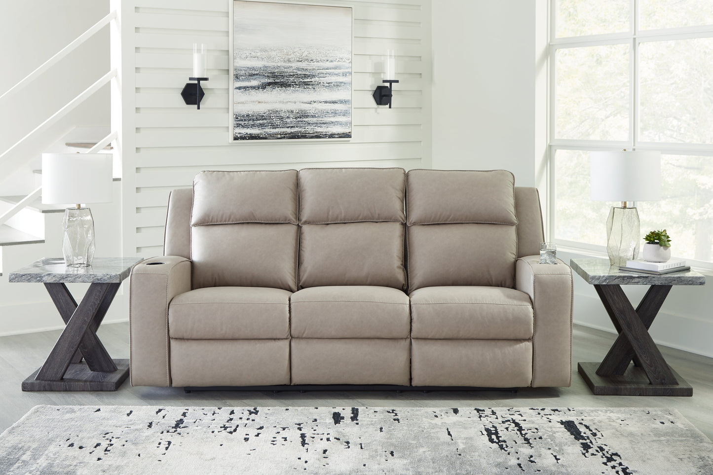 Lavenhorne Pebble Reclining Sofa with Drop Down Table - 6330789 - Luna Furniture - Dallas Store