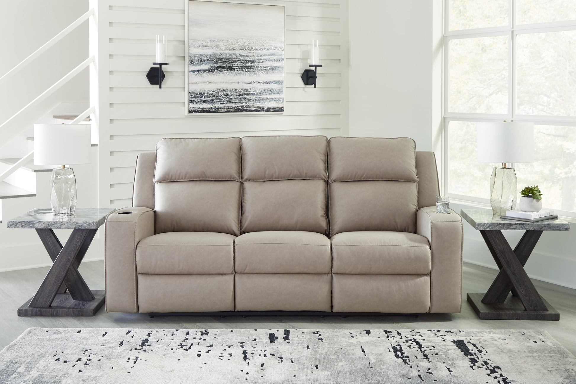 Lavenhorne Pebble Reclining Sofa with Drop Down Table - 6330789 - Luna Furniture - Dallas Store