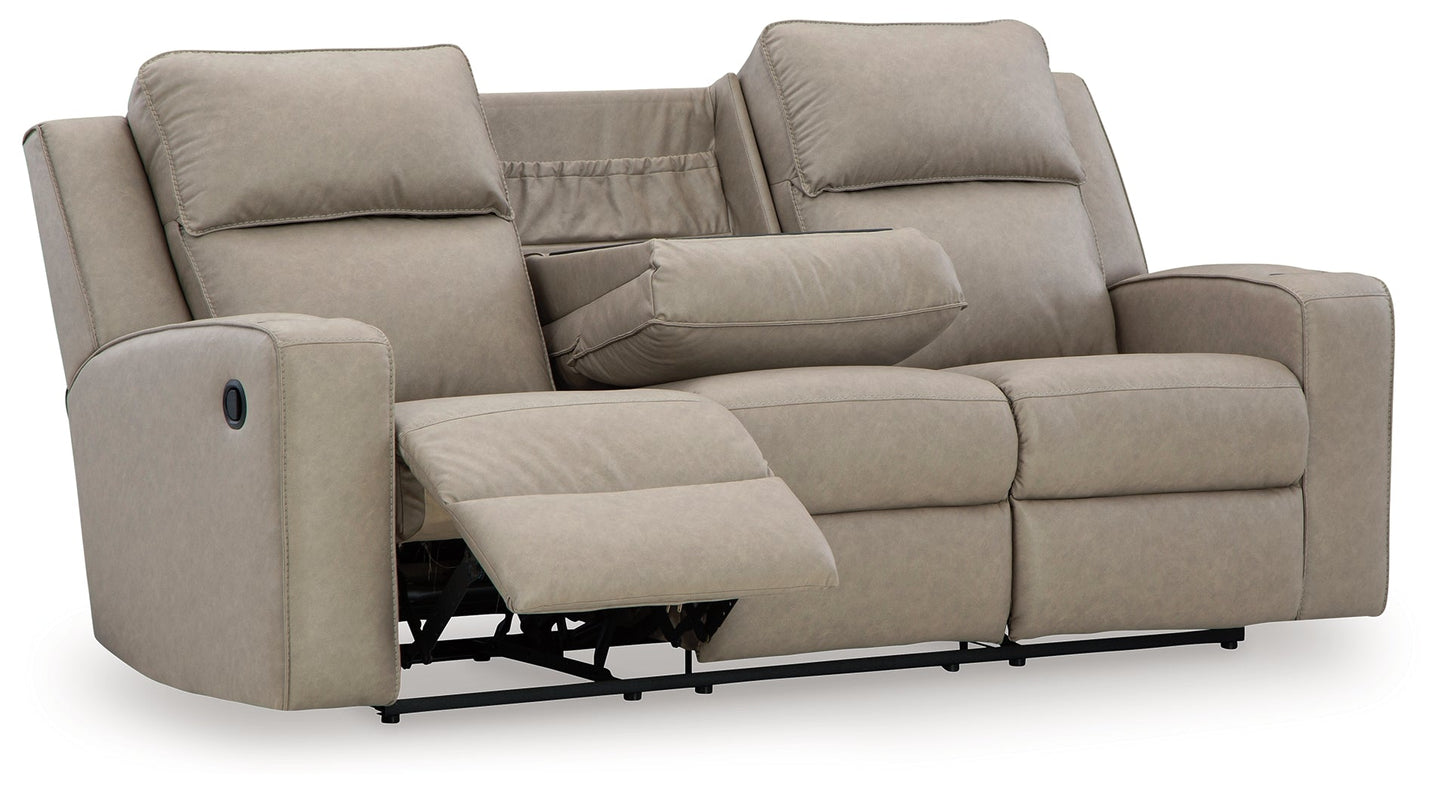 Lavenhorne Pebble Reclining Sofa with Drop Down Table - 6330789 - Luna Furniture - Dallas Store
