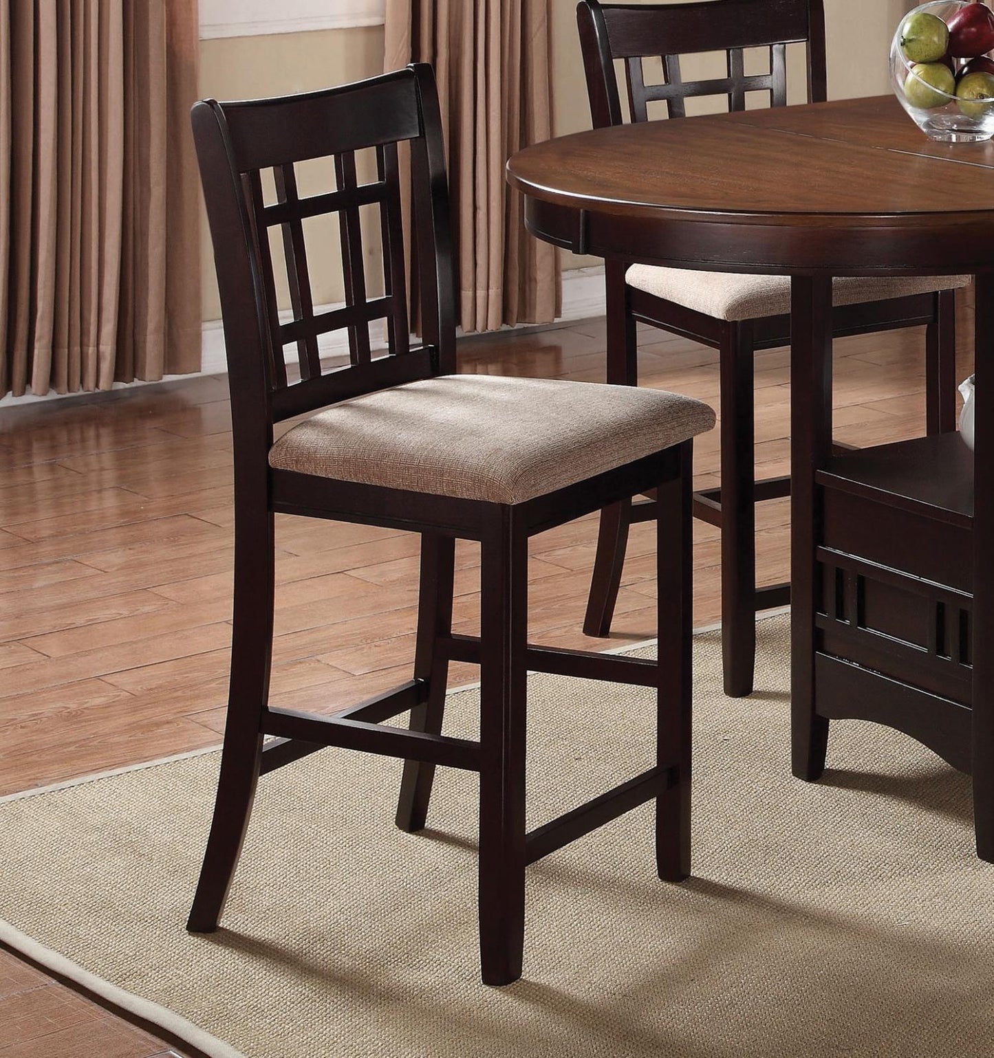 Lavon Tan/Espresso Lattice Back Counter Stools, Set of 2 - 105279 - Luna Furniture - Dallas Store