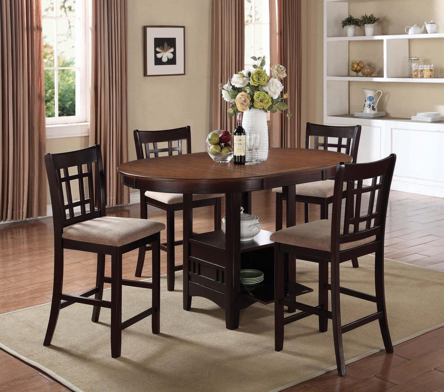 Lavon Tan/Espresso Lattice Back Counter Stools, Set of 2 - 105279 - Luna Furniture - Dallas Store