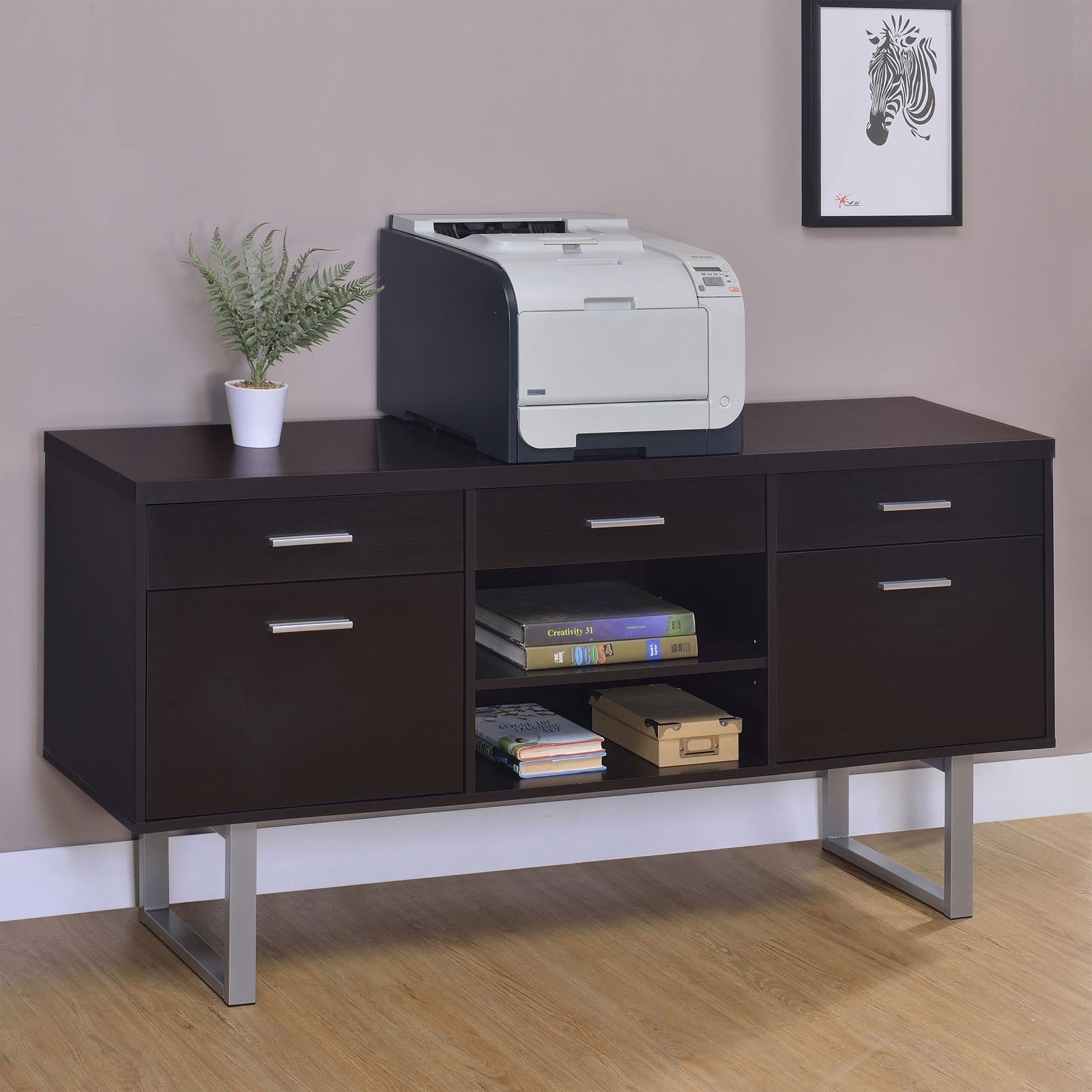Lawtey Cappuccino 5-Drawer Credenza with Adjustable Shelf - 801522 - Luna Furniture - Dallas Store