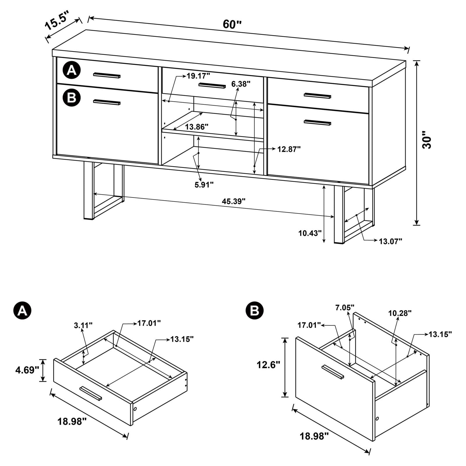 Lawtey Cappuccino 5-Drawer Credenza with Adjustable Shelf - 801522 - Luna Furniture - Dallas Store