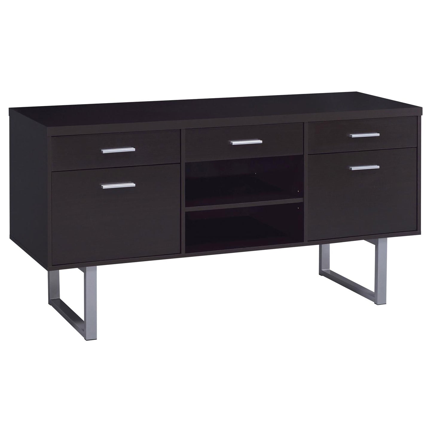 Lawtey Cappuccino 5-Drawer Credenza with Adjustable Shelf - 801522 - Luna Furniture - Dallas Store