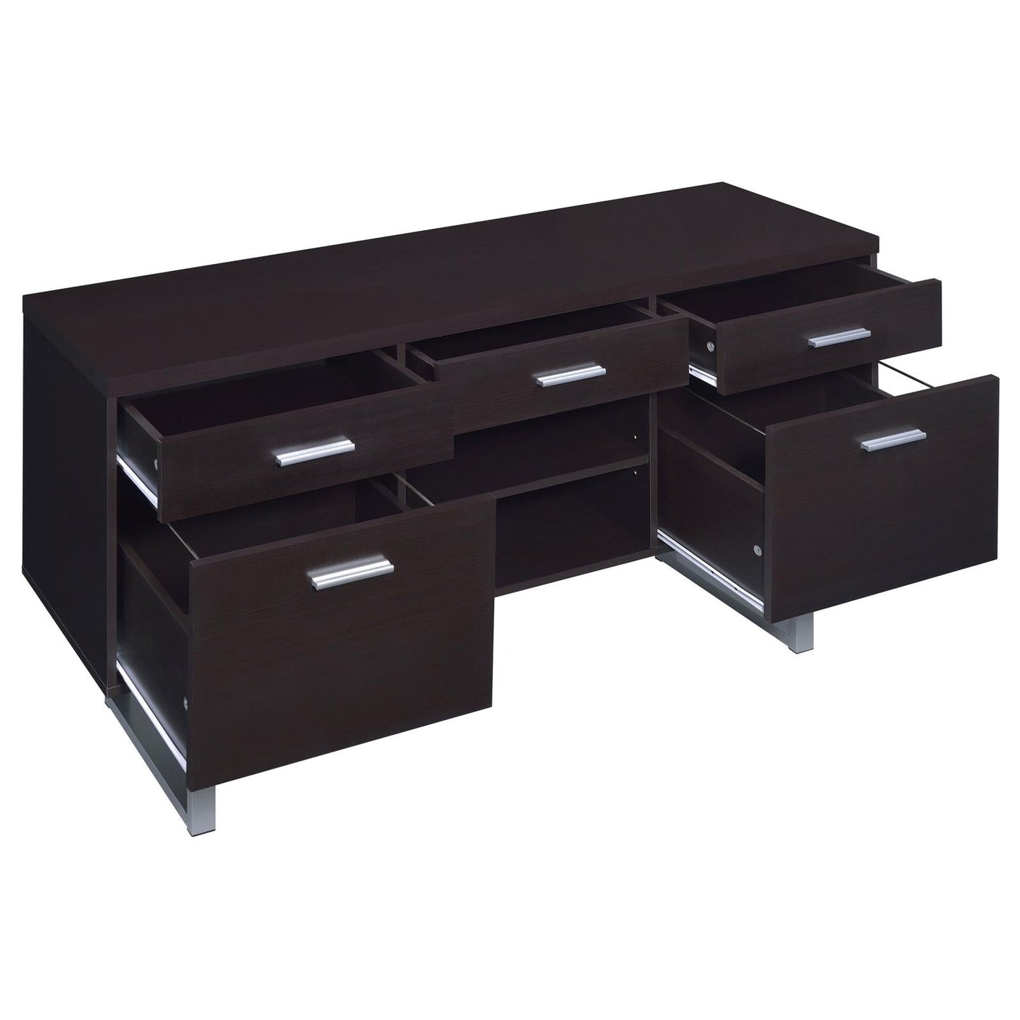 Lawtey Cappuccino 5-Drawer Credenza with Adjustable Shelf - 801522 - Luna Furniture - Dallas Store