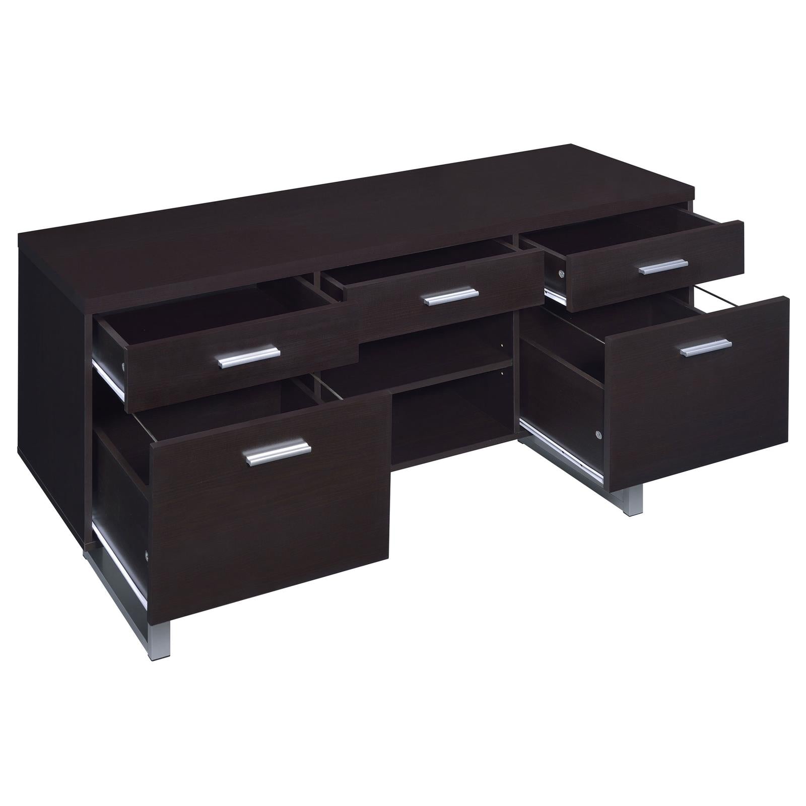 Lawtey Cappuccino 5-Drawer Credenza with Adjustable Shelf - 801522 - Luna Furniture - Dallas Store