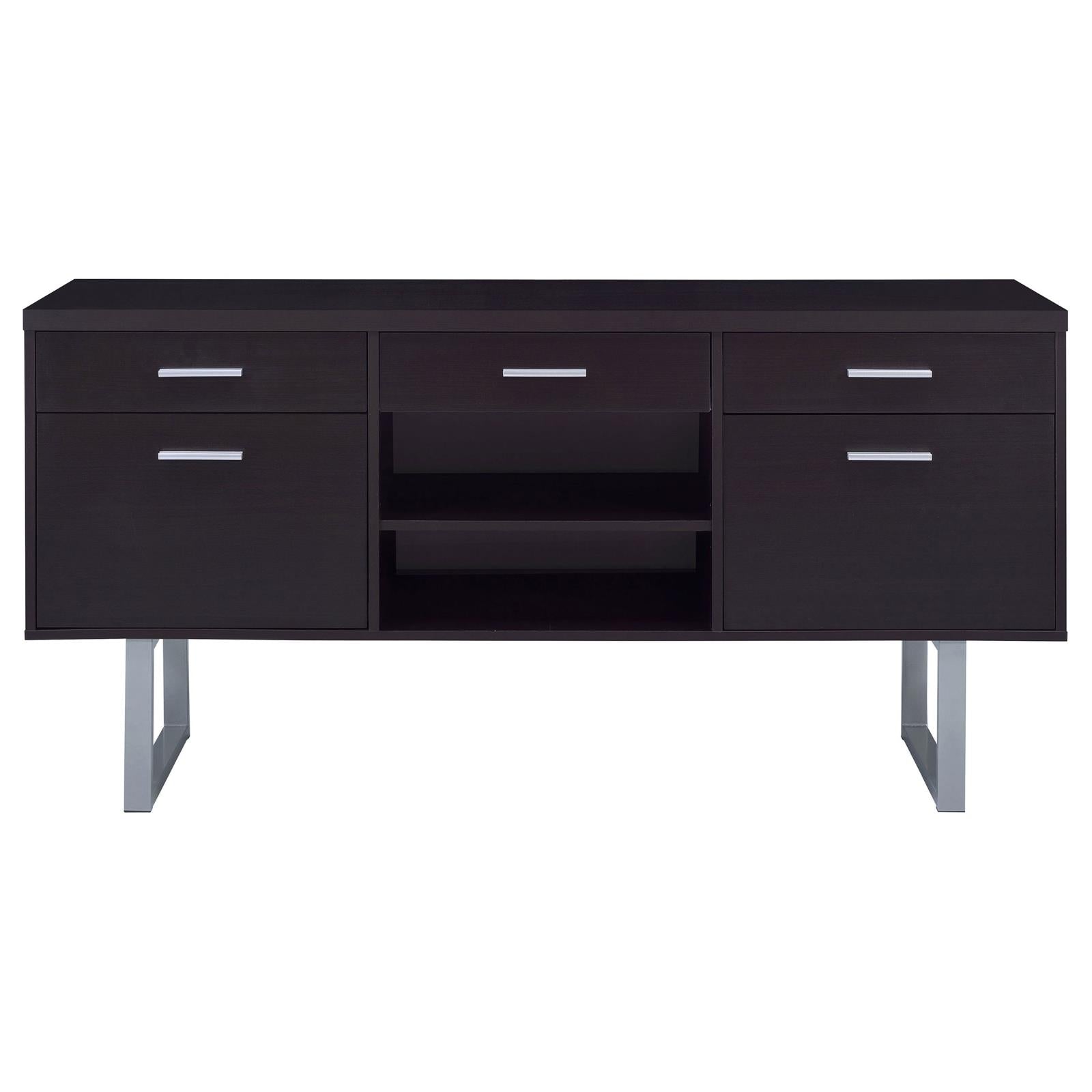 Lawtey Cappuccino 5-Drawer Credenza with Adjustable Shelf - 801522 - Luna Furniture - Dallas Store