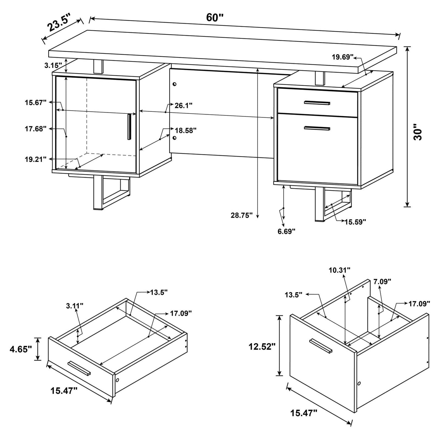 Lawtey Cappuccino Rectangular Storage Office Desk - 801521 - Luna Furniture - Dallas Store