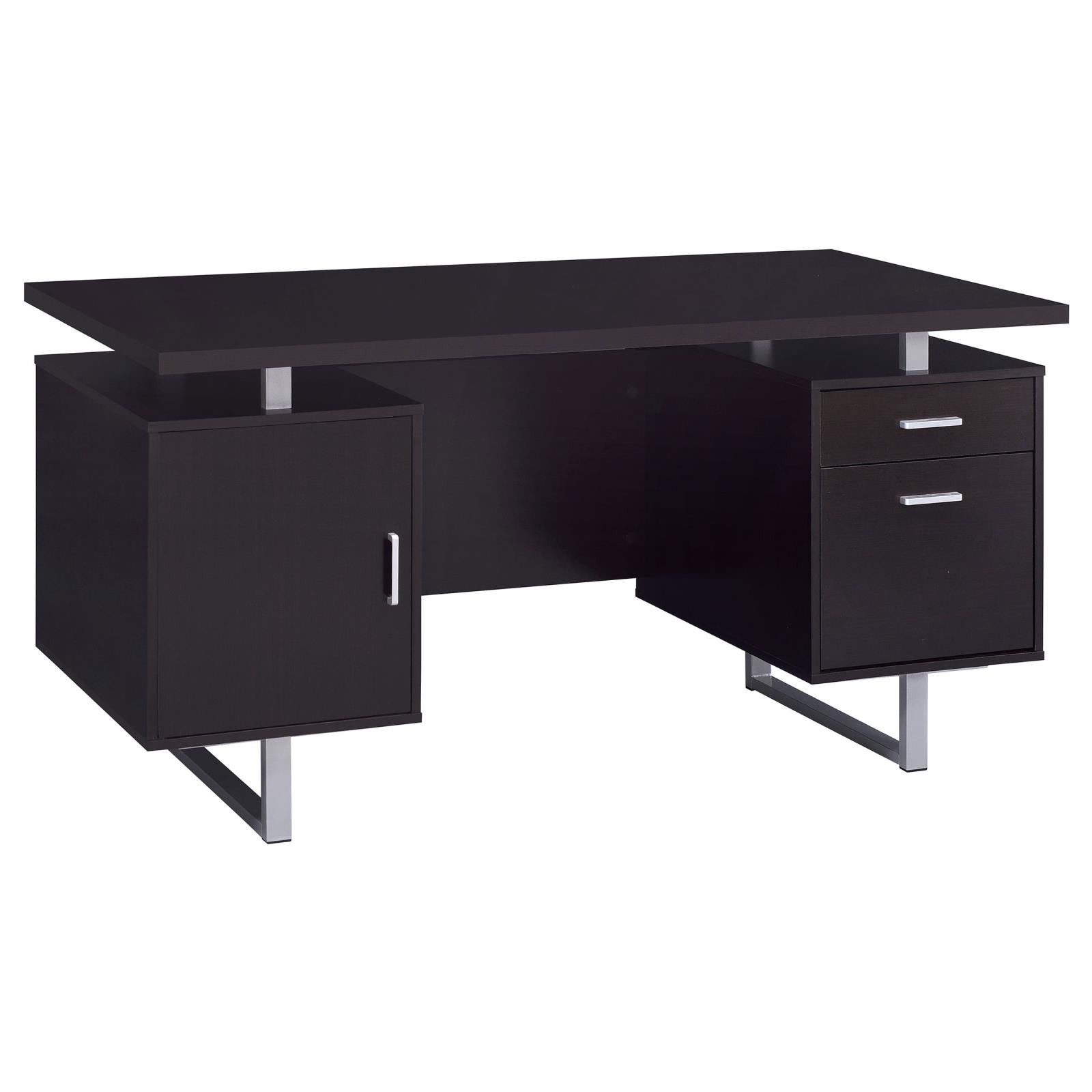 Lawtey Cappuccino Rectangular Storage Office Desk - 801521 - Luna Furniture - Dallas Store