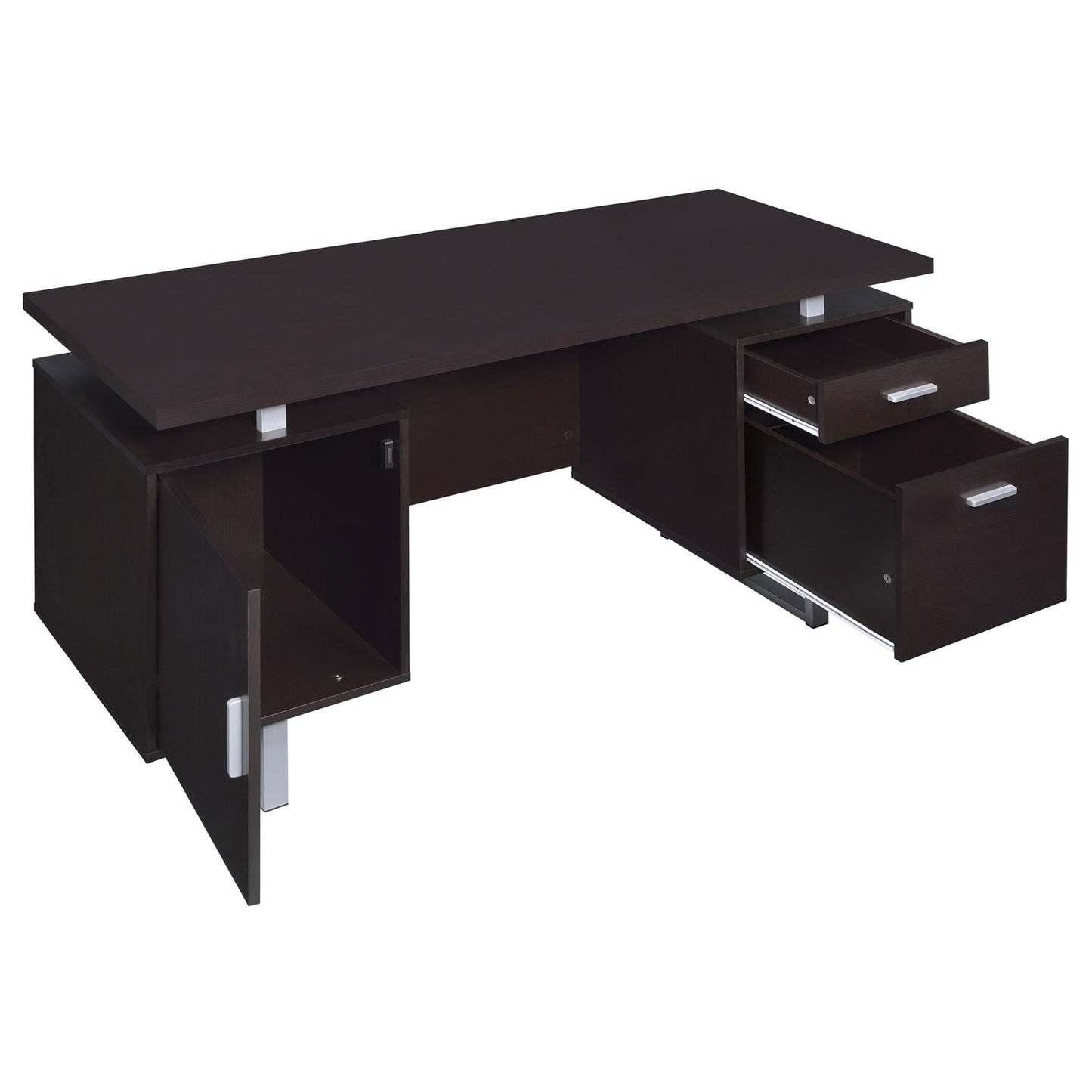 Lawtey Cappuccino Rectangular Storage Office Desk - 801521 - Luna Furniture - Dallas Store