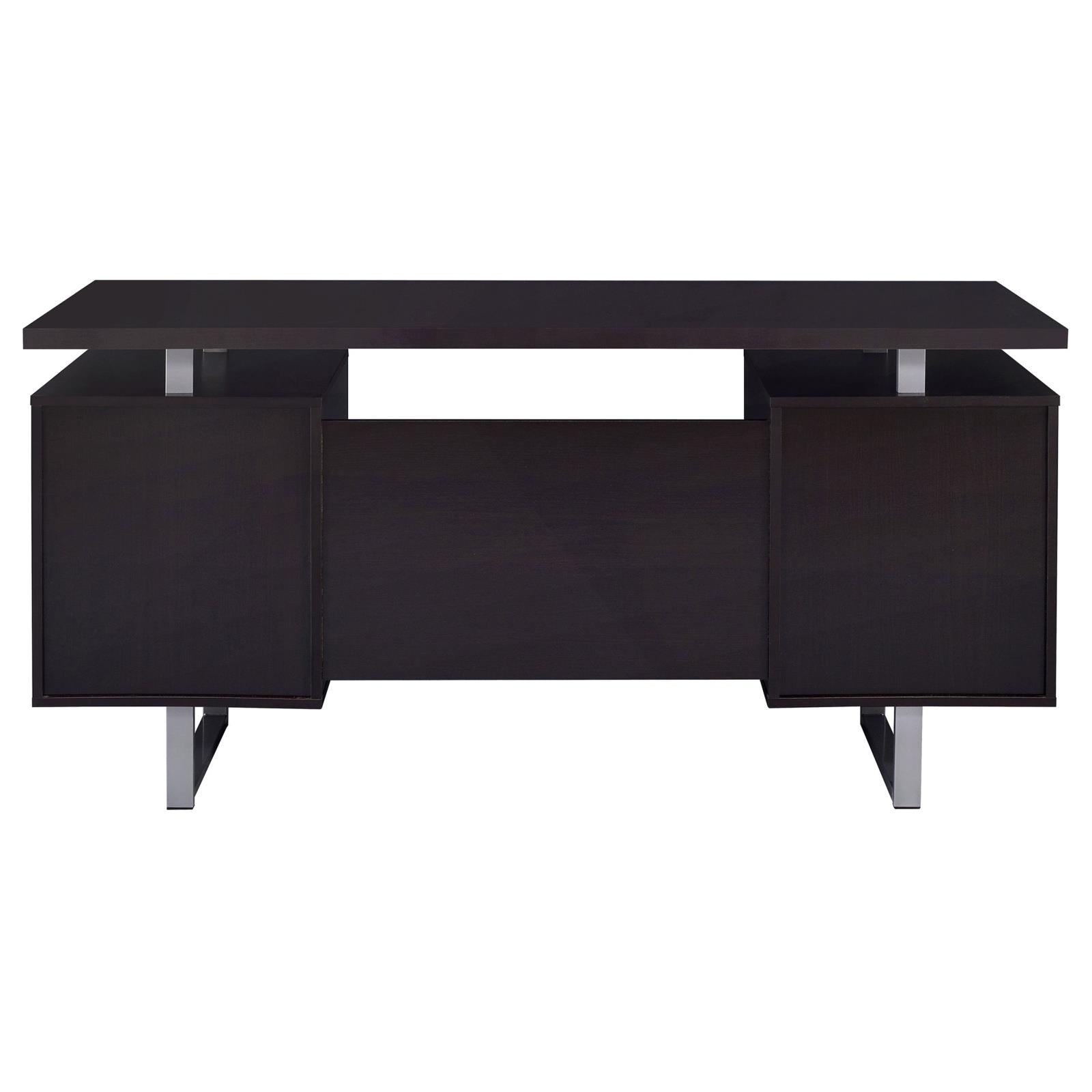 Lawtey Cappuccino Rectangular Storage Office Desk - 801521 - Luna Furniture - Dallas Store