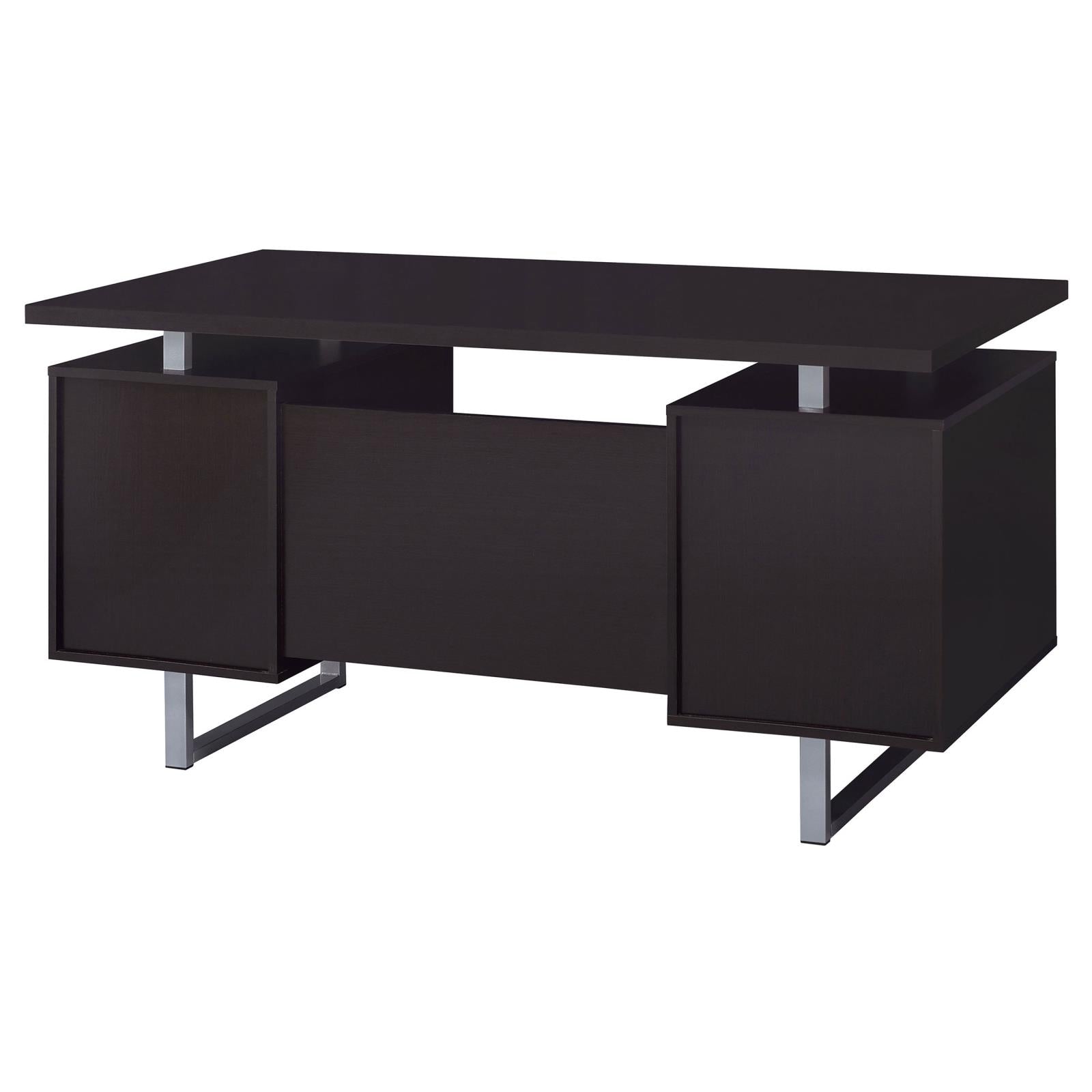 Lawtey Cappuccino Rectangular Storage Office Desk - 801521 - Luna Furniture - Dallas Store