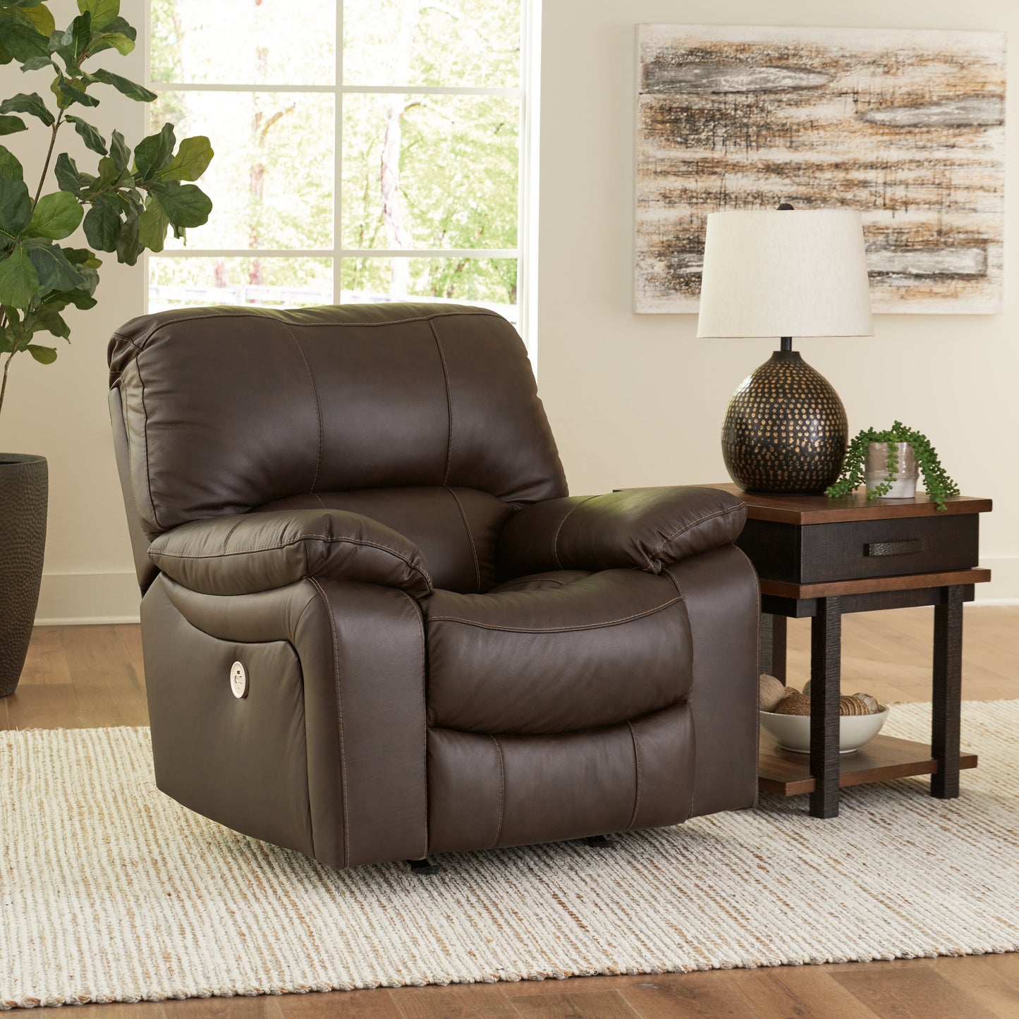 Leesworth Dark Brown Power Recliner - U4380898 - Luna Furniture - Dallas Store