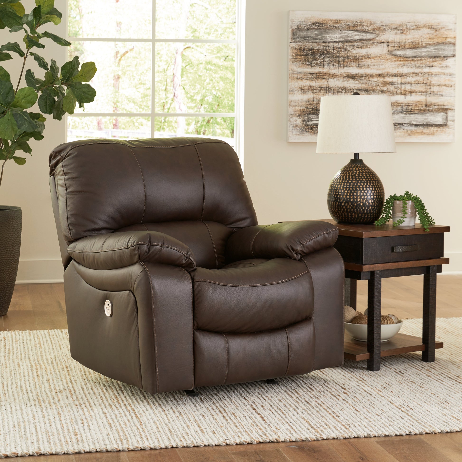 Leesworth Dark Brown Power Recliner - U4380898 - Luna Furniture - Dallas Store