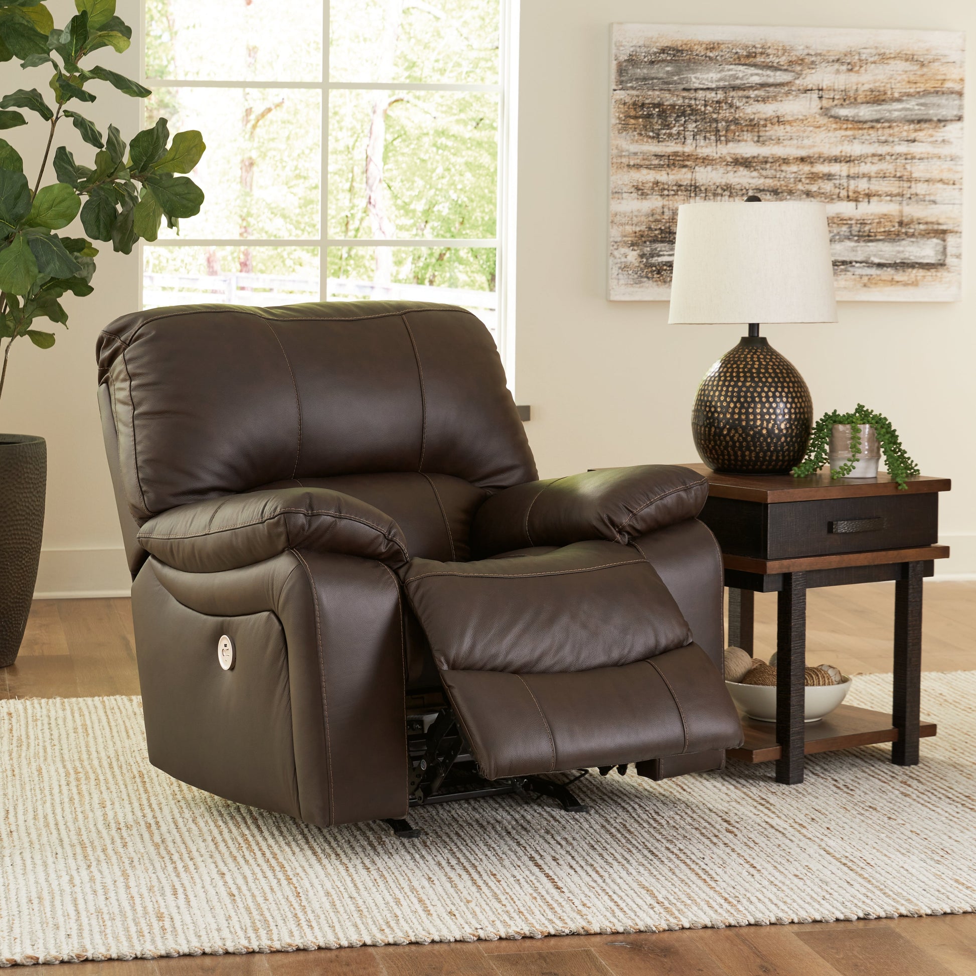 Leesworth Dark Brown Power Recliner - U4380898 - Luna Furniture - Dallas Store