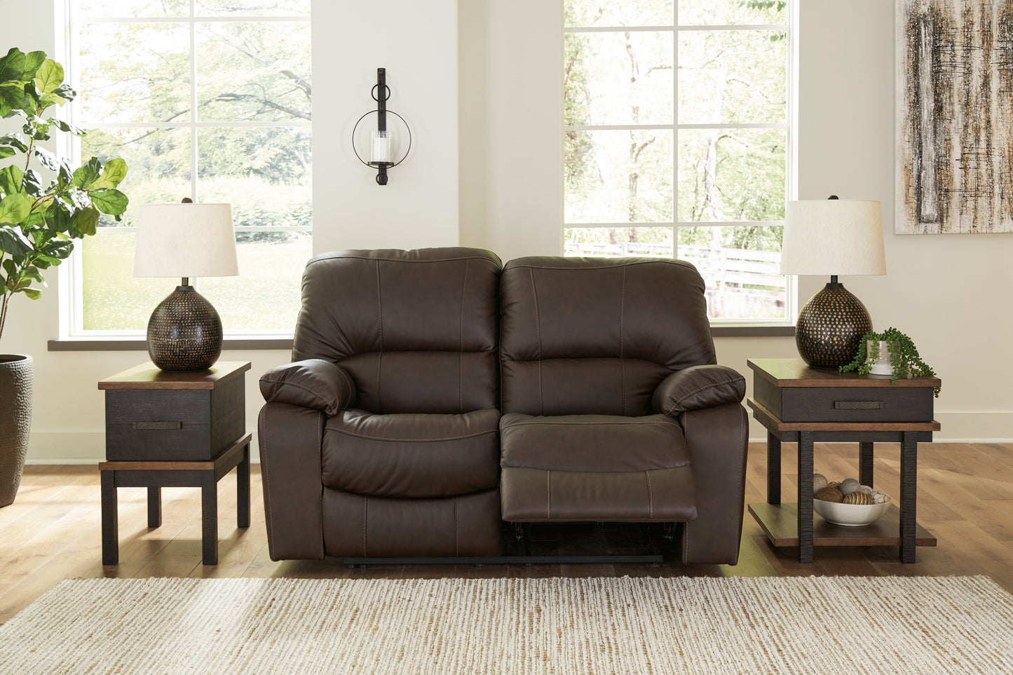 Leesworth Dark Brown Power Reclining Loveseat - U4380874 - Luna Furniture - Dallas Store