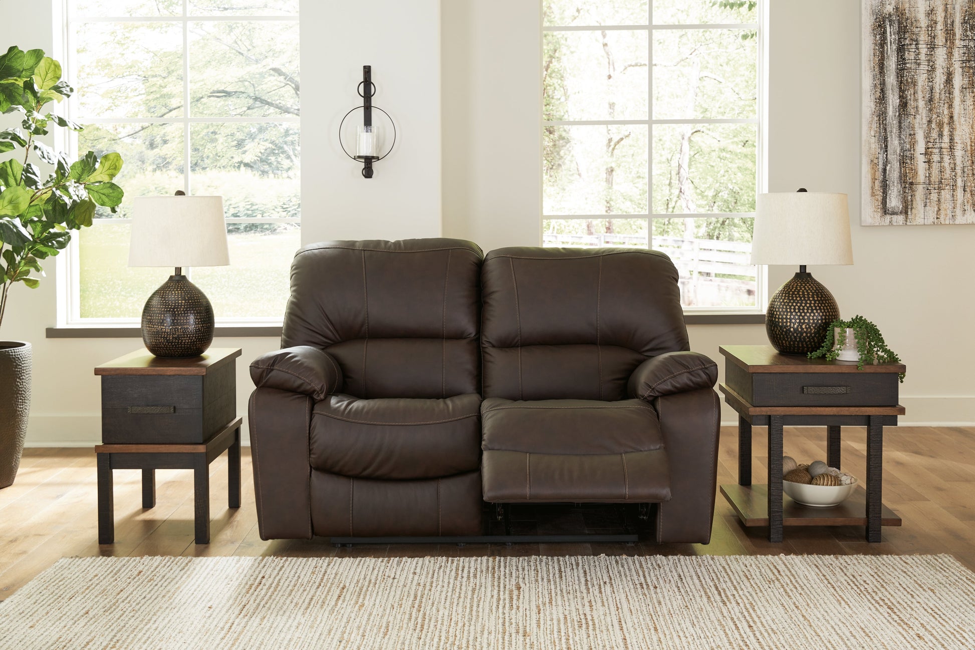 Leesworth Dark Brown Power Reclining Loveseat - U4380874 - Luna Furniture - Dallas Store