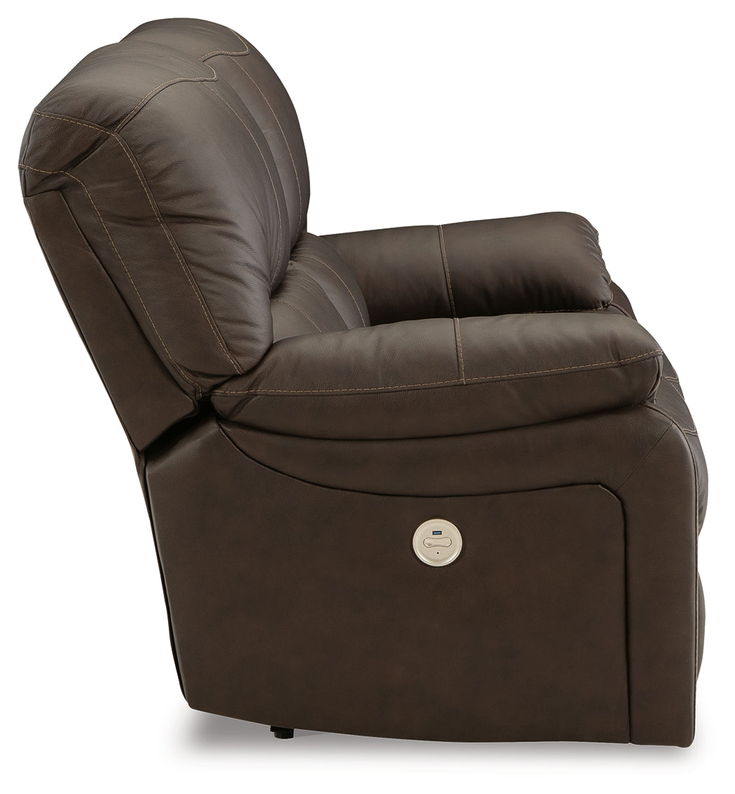 Leesworth Dark Brown Power Reclining Loveseat - U4380874 - Luna Furniture - Dallas Store