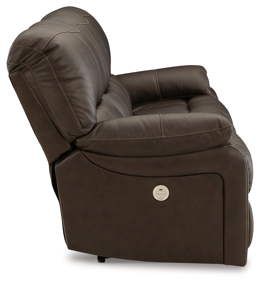 Leesworth Dark Brown Power Reclining Sofa - U4380887 - Luna Furniture - Dallas Store