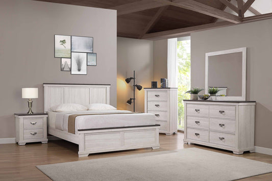 Leighton Cream/Brown Panel Bedroom Set - SET | B8180-Q-HBFB | B8180-KQ-RAIL | B8180-2 | B8180-4 - Luna Furniture - Dallas Store