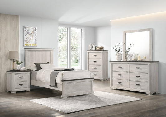 Leighton Cream/Brown Panel Youth Bedroom Set - SET | B8180-T-HBFB | B8180-FT-RAIL | B8180-2 | B8180-4 - Luna Furniture - Dallas Store