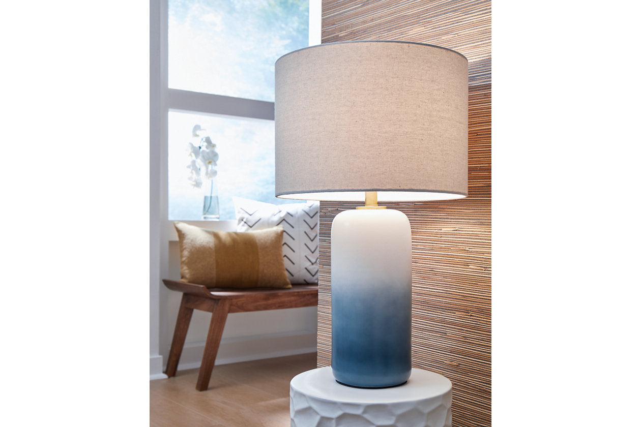 Lemrich White/Teal Table Lamp - L123874 - Luna Furniture - Dallas Store
