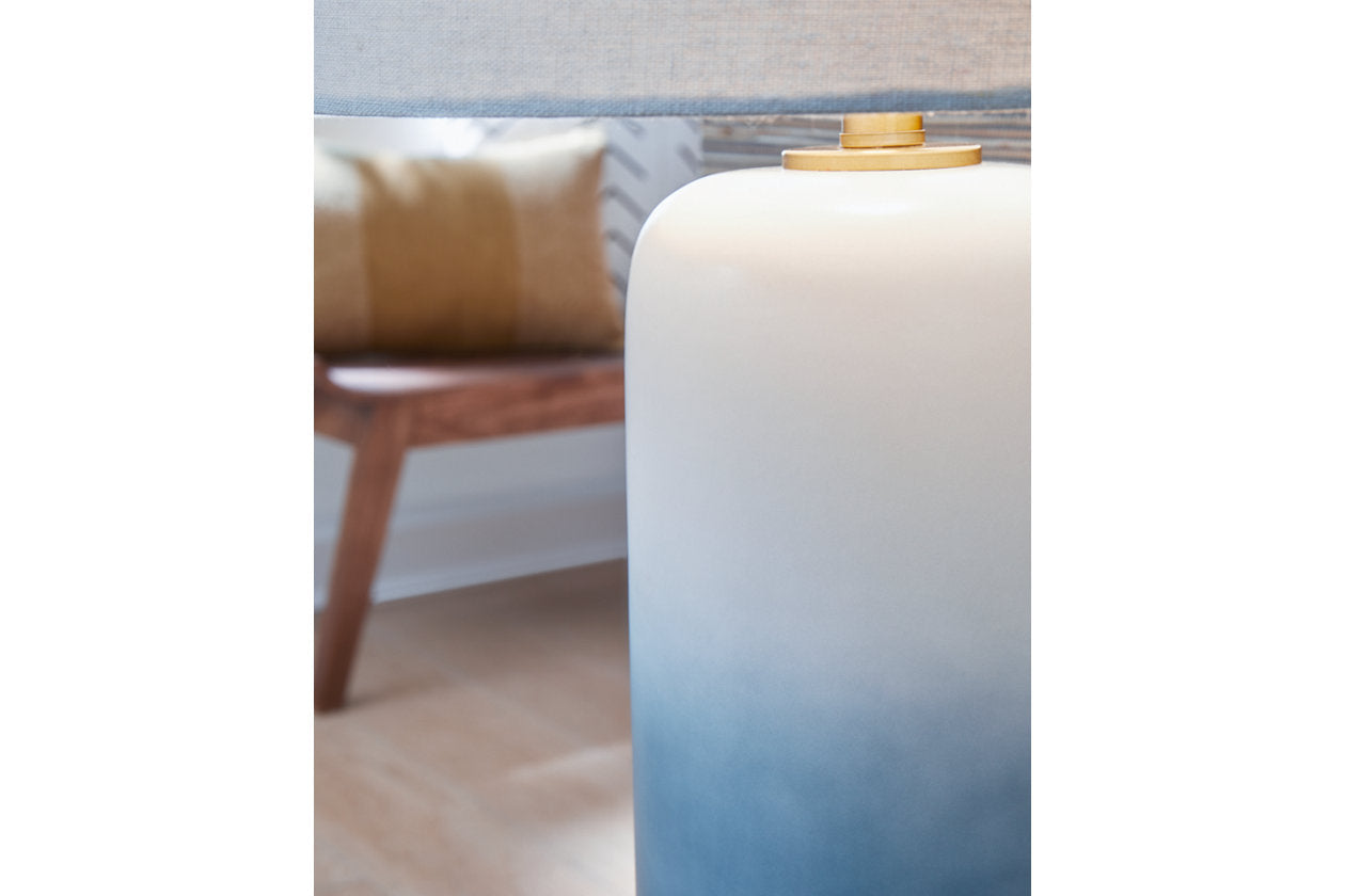 Lemrich White/Teal Table Lamp - L123874 - Luna Furniture - Dallas Store