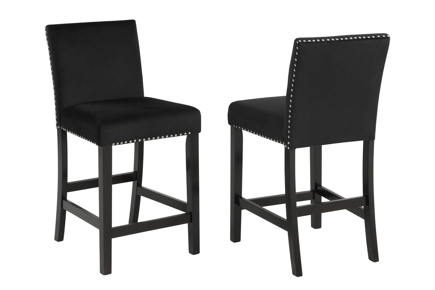 Lennon Black/White Velvet 5-Piece Counter Height Set - 1715SET - Luna Furniture - Dallas Store