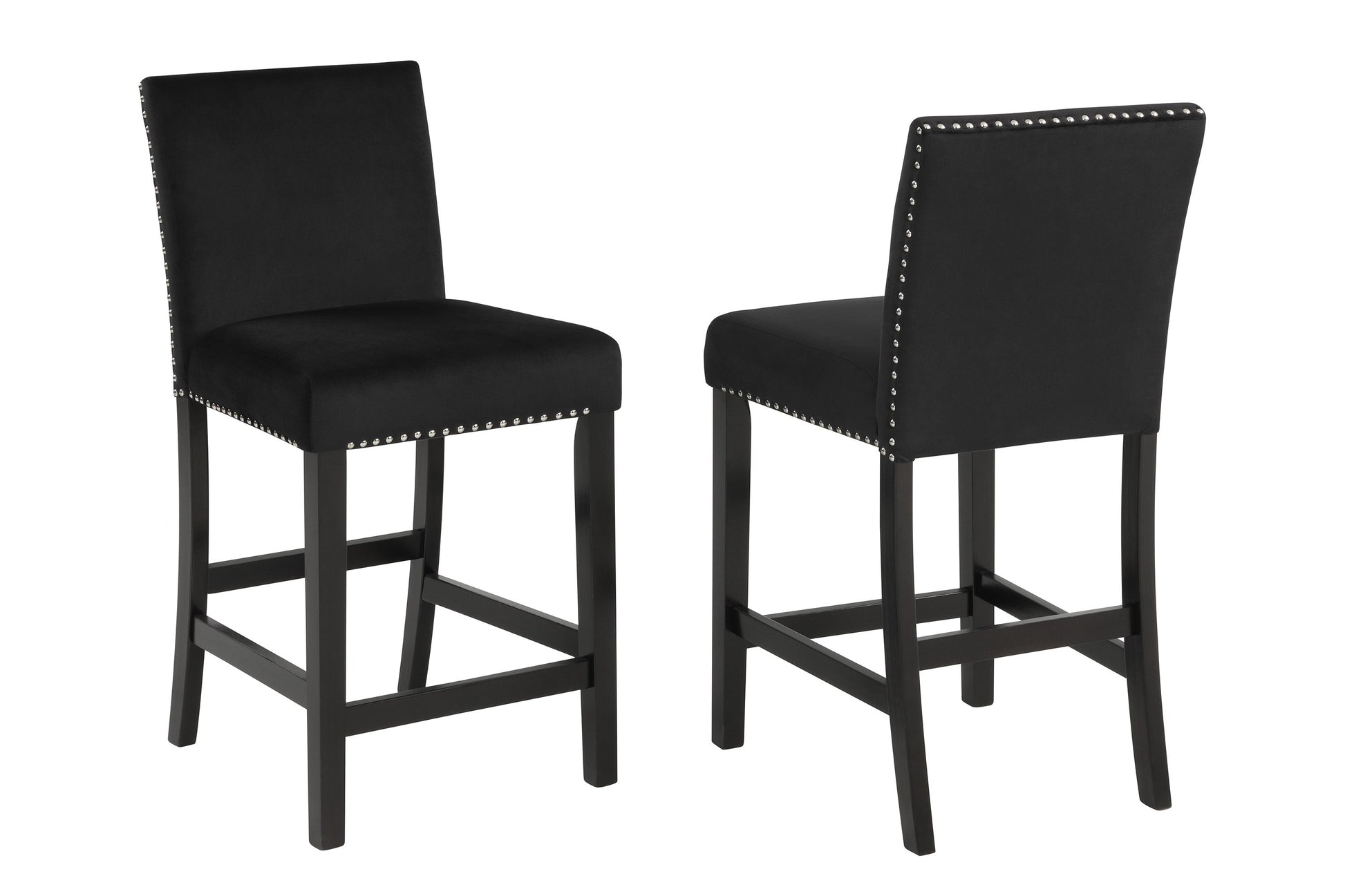 Lennon Black/White Velvet 5-Piece Counter Height Set - 1715SET - Luna Furniture - Dallas Store