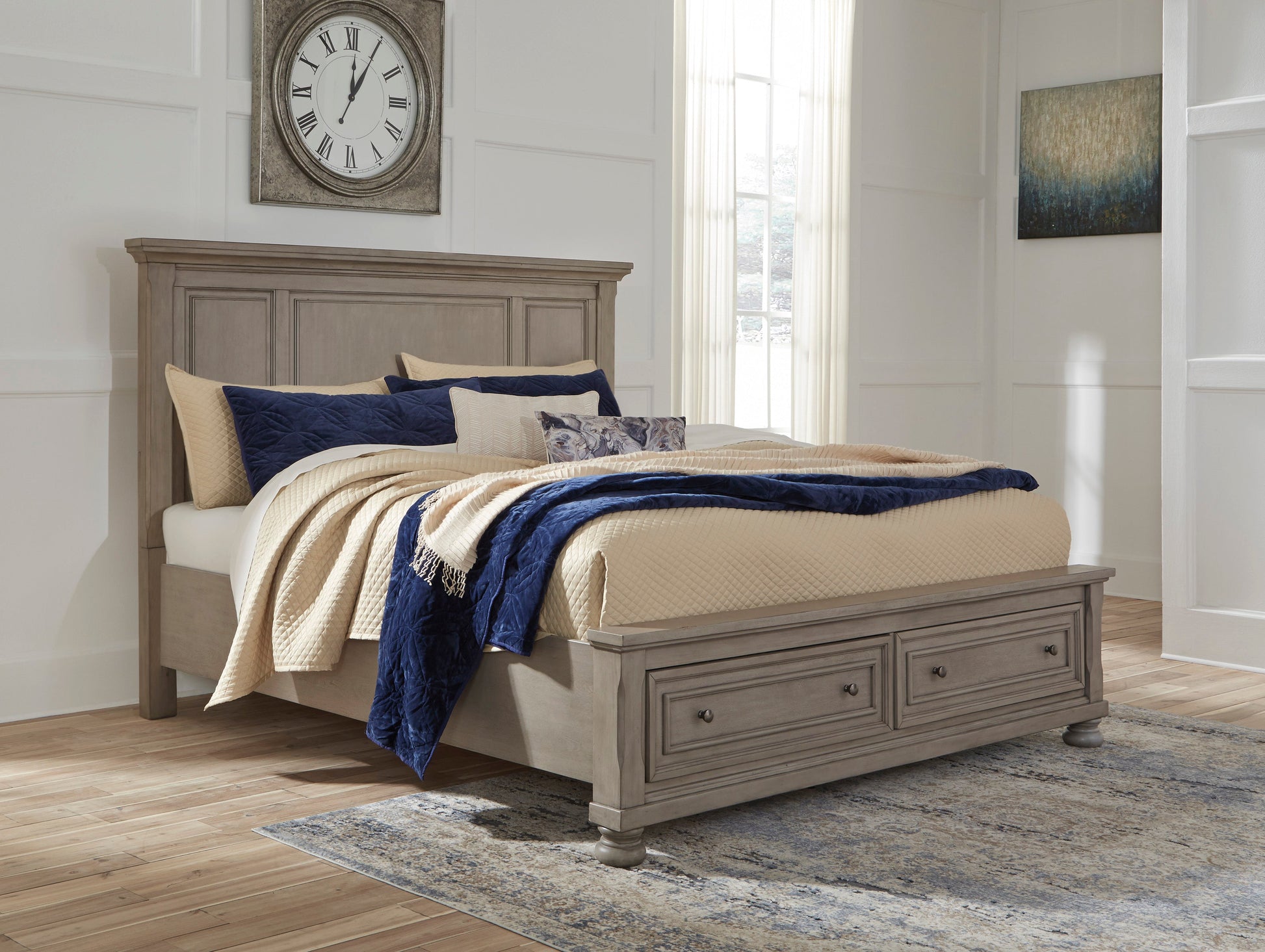 Lettner Light Gray Footboard Storage Platform Bedroom Set - SET | B733-76 | B733-58 | B733-99 | B733-31 | B733-92 - Luna Furniture - Dallas Store