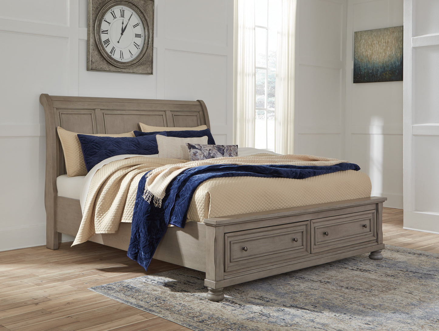Lettner Light Gray Footboard Storage Sleigh Platform Bedroom Set - SET | B733-76 | B733-78 | B733-99 | B733-31 | B733-92 - Luna Furniture - Dallas Store