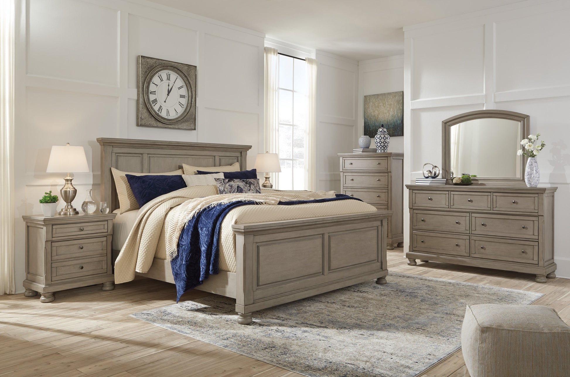 Lettner Light Gray Panel Bedroom Set - SET | B733-54 | B733-57 | B733-96 | B733-92 | B733-46 - Luna Furniture - Dallas Store