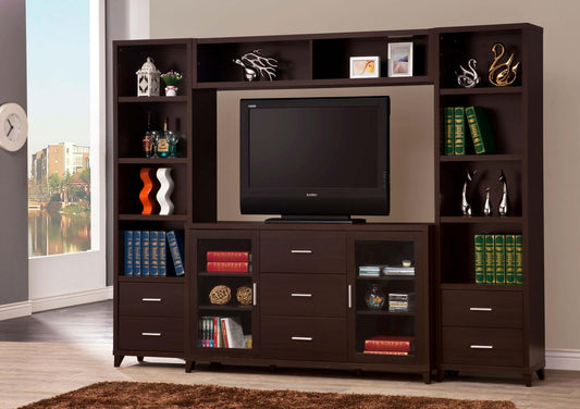 Lewes 4-Piece Entertainment Center Cappuccino - 700881-S4 - Luna Furniture - Dallas Store