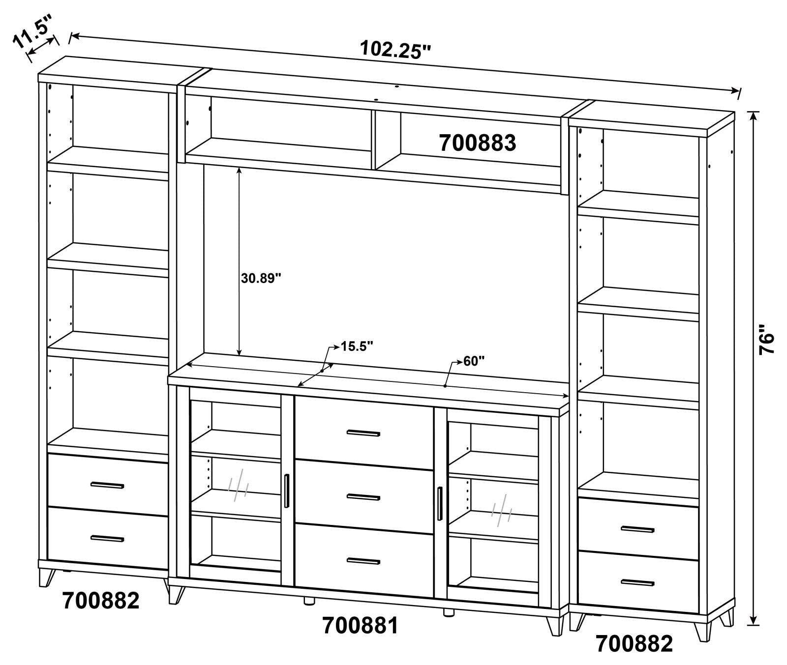 Lewes 4-Piece Entertainment Center Cappuccino - 700881-S4 - Luna Furniture - Dallas Store