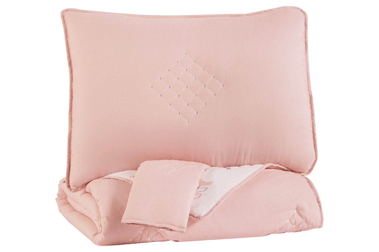 Lexann Pink/White/Gray Full Comforter Set - Q901003F - Luna Furniture - Dallas Store