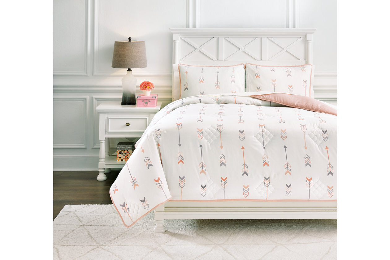 Lexann Pink/White/Gray Full Comforter Set - Q901003F - Luna Furniture - Dallas Store