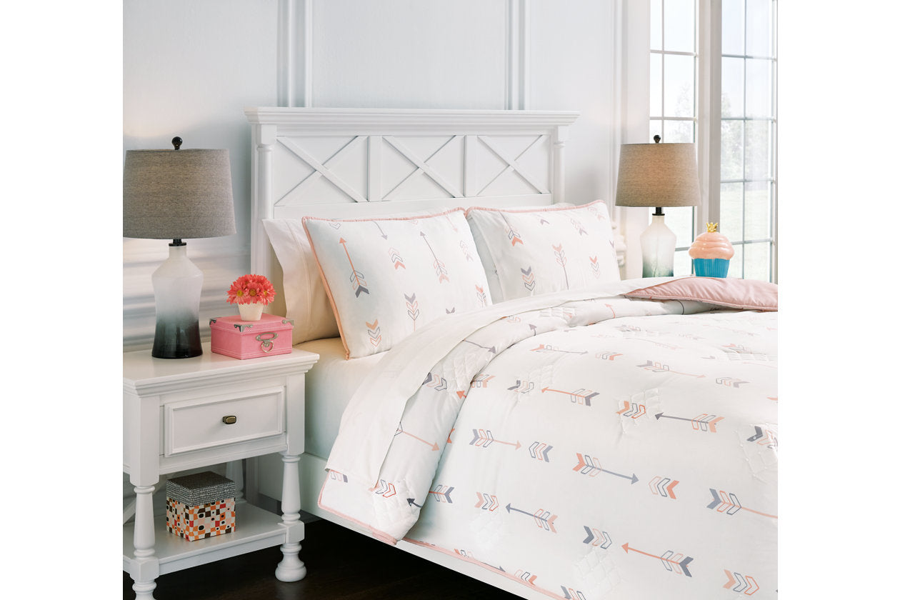 Lexann Pink/White/Gray Full Comforter Set - Q901003F - Luna Furniture - Dallas Store