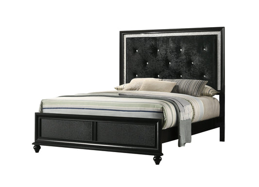 Lila Black Queen Upholstered Panel Bed - SET | B4398-Q-HBFB | B4398-KQ-RAIL | - Luna Furniture - Dallas Store
