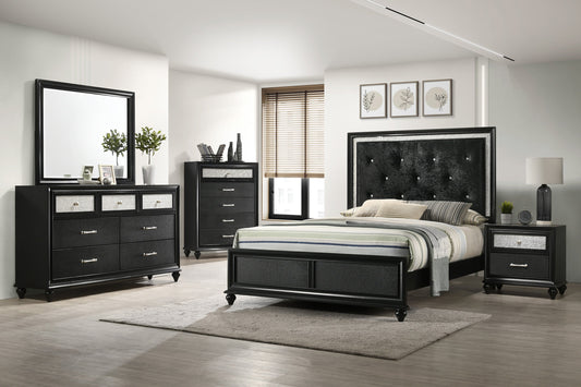 Lila Black Upholstered Panel Youth Bedroom Set - SET | B4398-T-HBFB | B4398-FT-RAIL | B4398-2 | B4398-4 - Luna Furniture - Dallas Store