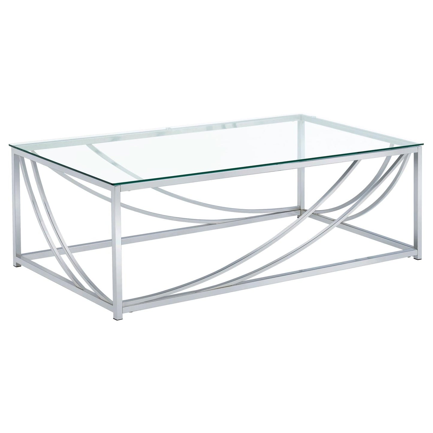 Lille Chrome Accents Glass Top Rectangular Coffee Table - 720498 - Luna Furniture - Dallas Store