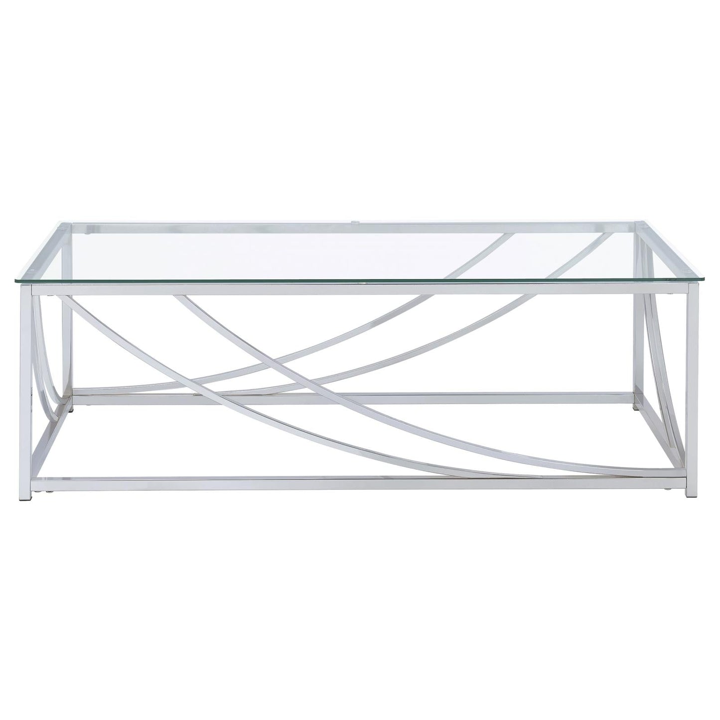 Lille Chrome Accents Glass Top Rectangular Coffee Table - 720498 - Luna Furniture - Dallas Store