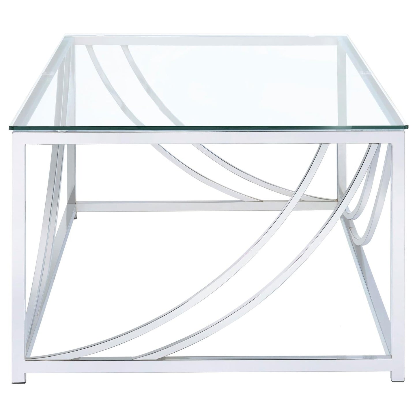 Lille Chrome Accents Glass Top Rectangular Coffee Table - 720498 - Luna Furniture - Dallas Store
