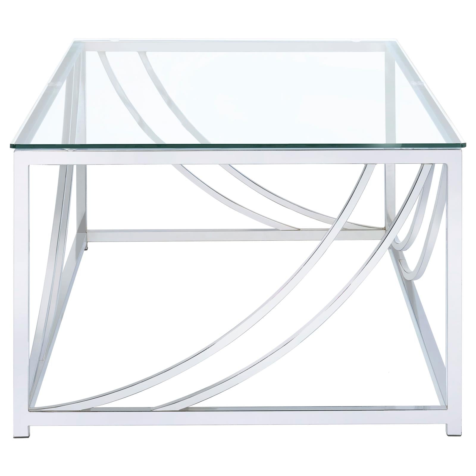 Lille Chrome Accents Glass Top Rectangular Coffee Table - 720498 - Luna Furniture - Dallas Store